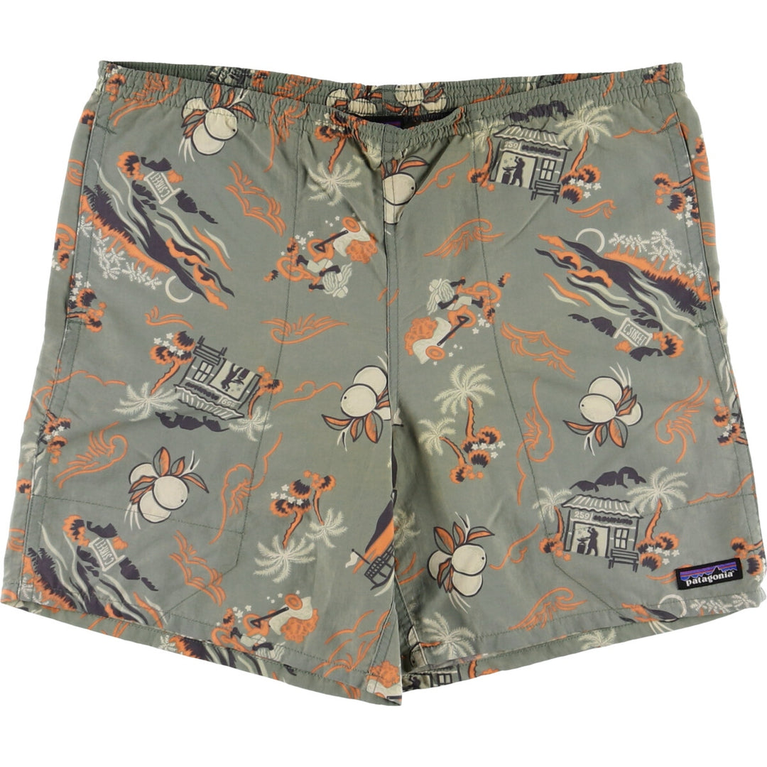 Patagonia BAGGIES LONGS 7, 7-inch, 58033SP17, all-over print swim shorts, men's size small Nylon Khaki type Vintage Second Hand