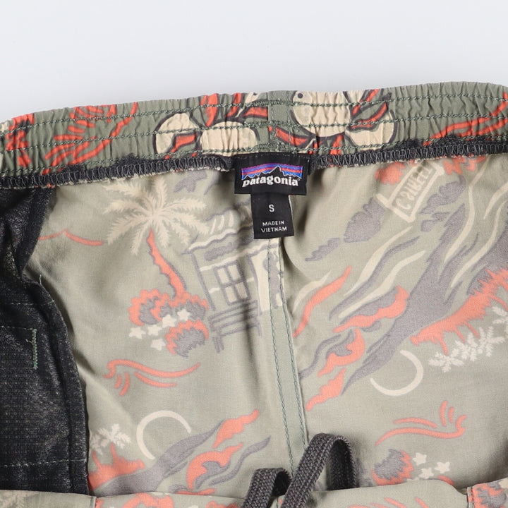 Patagonia BAGGIES LONGS 7, 7-inch, 58033SP17, all-over print swim shorts, men's size small Nylon Khaki type Vintage Second Hand