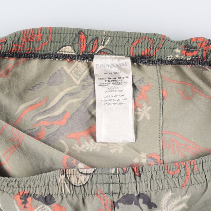 Patagonia BAGGIES LONGS 7, 7-inch, 58033SP17, all-over print swim shorts, men's size small Nylon Khaki type Vintage Second Hand