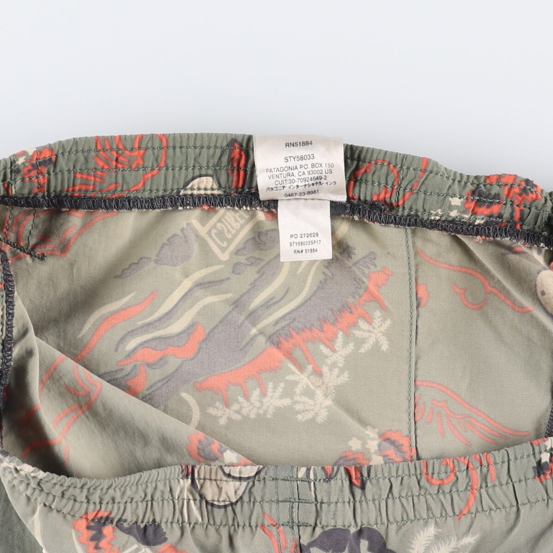Patagonia BAGGIES LONGS 7, 7-inch, 58033SP17, all-over print swim shorts, men's size small Nylon Khaki type Vintage Second Hand