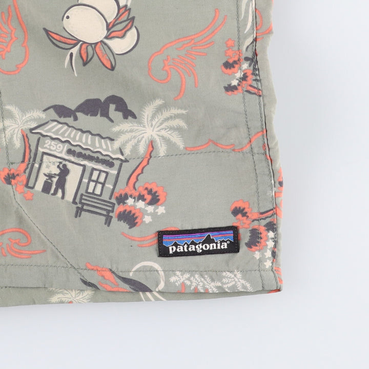 Patagonia BAGGIES LONGS 7, 7-inch, 58033SP17, all-over print swim shorts, men's size small Nylon Khaki type Vintage Second Hand