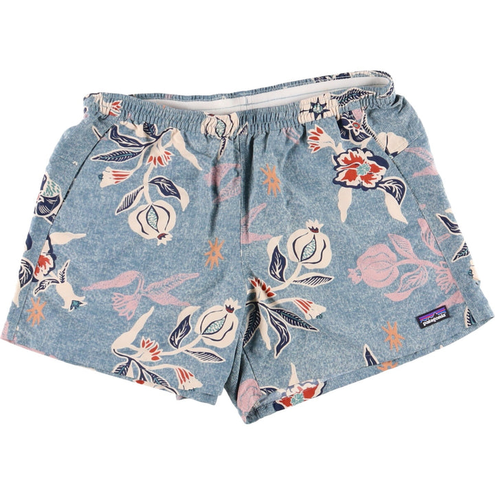 Patagonia WORN WEAR 57058FA18 All-Over Botanical Pattern Nylon Shorts, Women's Size Medium Nylon Blue type light blue Vintage Second Hand