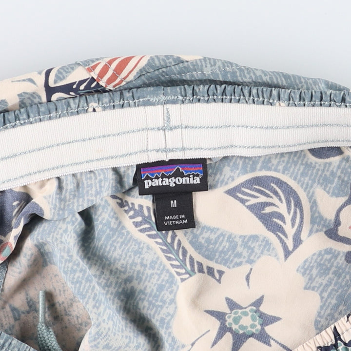 Patagonia WORN WEAR 57058FA18 All-Over Botanical Pattern Nylon Shorts, Women's Size Medium Nylon Blue type light blue Vintage Second Hand