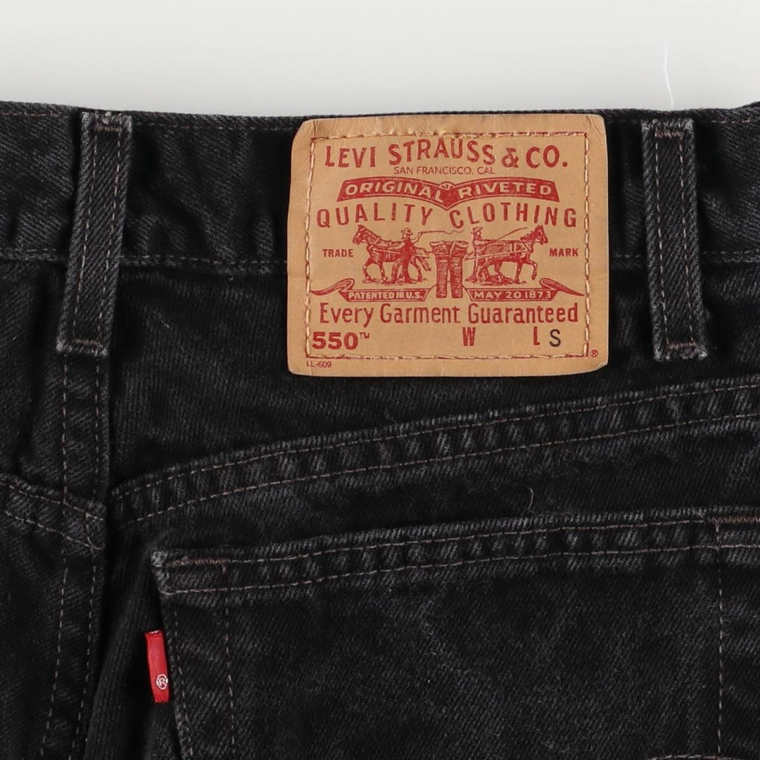 2000'S Levi's 550 Relaxed Fit Tapered Leg Black Denim Pants, Women's Size L (W30) cotton black type Vintage Second Hand