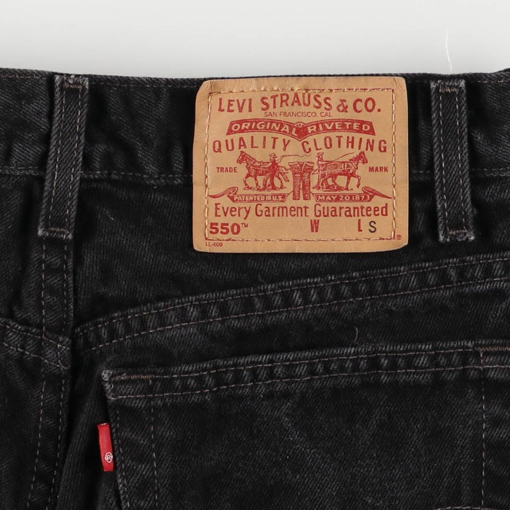 2000'S Levi's 550 Relaxed Fit Tapered Leg Black Denim Pants, Women's Size L (W30) cotton black type Vintage Second Hand