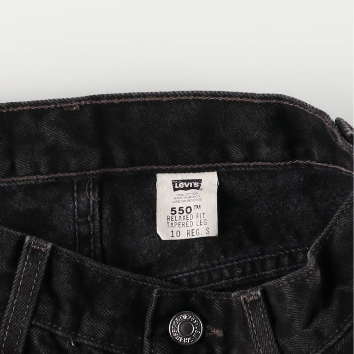 2000'S Levi's 550 Relaxed Fit Tapered Leg Black Denim Pants, Women's Size L (W30) cotton black type Vintage Second Hand