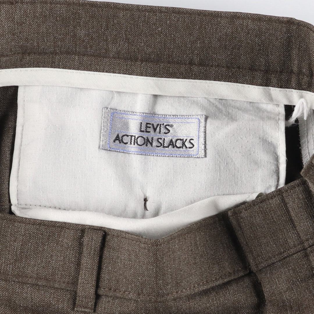 90'S Levi's Action Slacks, Made in USA, Men's, Size 36, Vintage polyester brown type Vintage Second Hand
