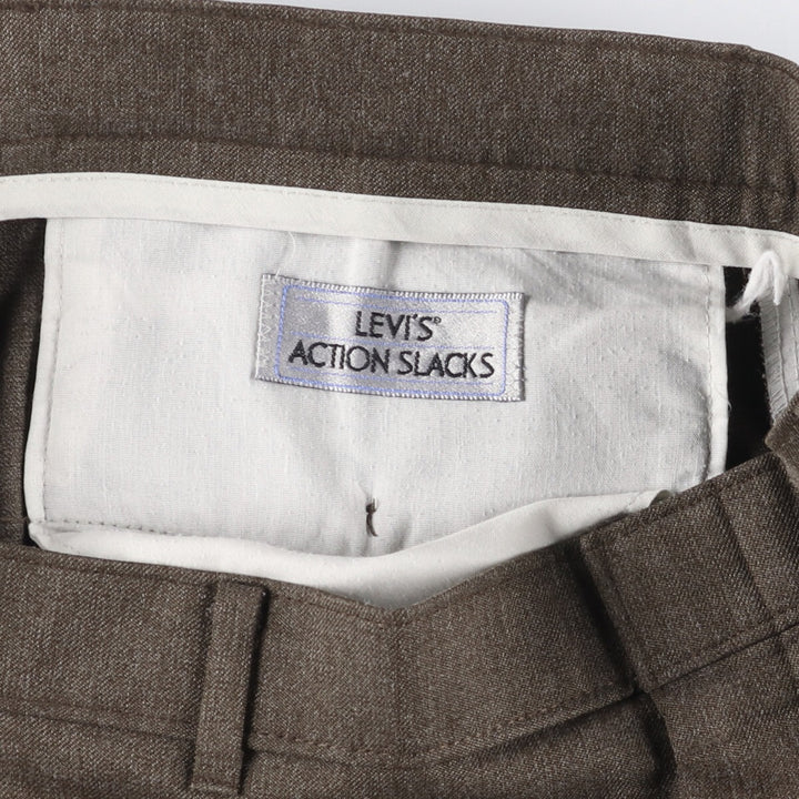 90'S Levi's Action Slacks, Made in USA, Men's, Size 36, Vintage polyester brown type Vintage Second Hand
