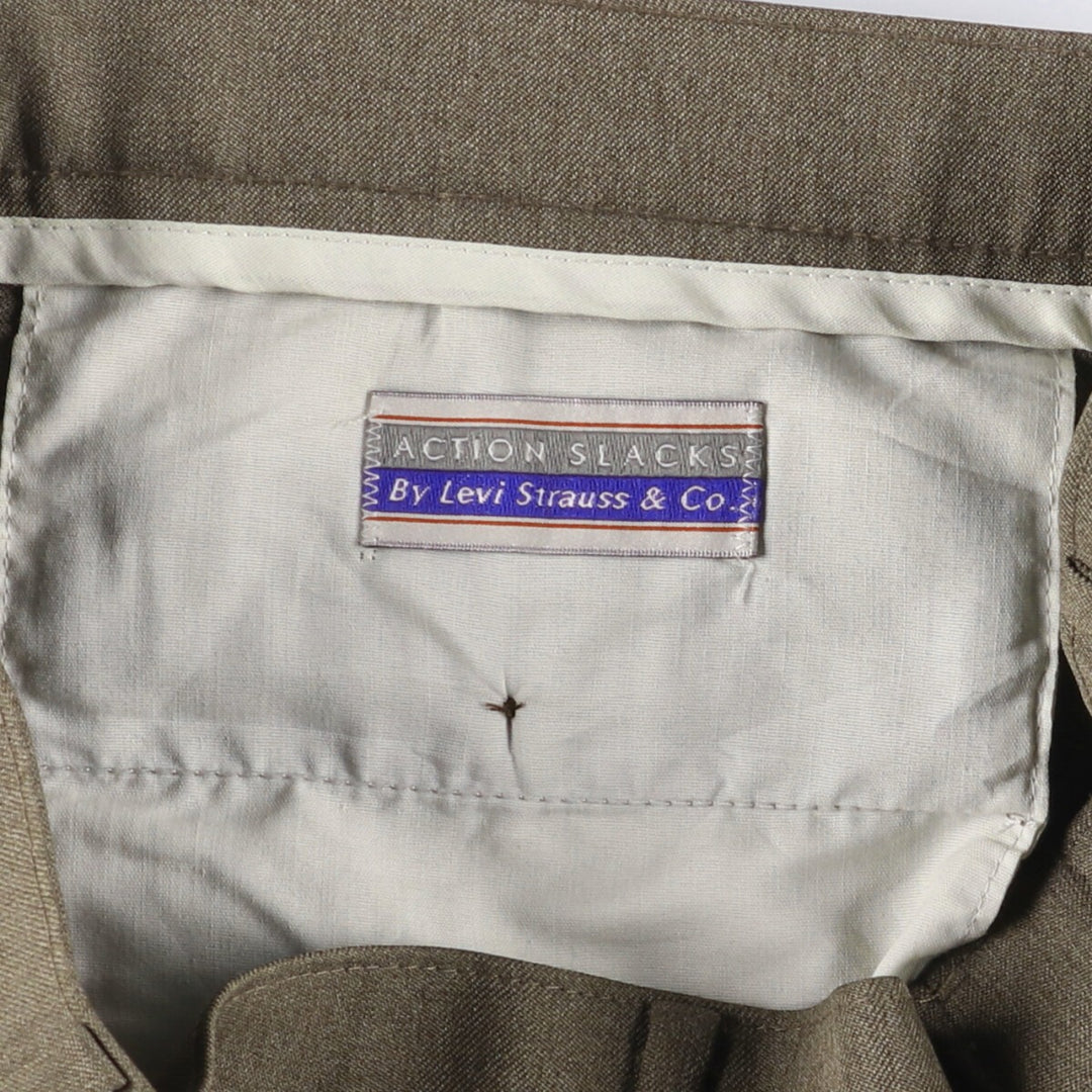90'S Levi's Action Slacks, Made in USA, Men's, Size 34, Vintage polyester brown type Vintage Second Hand