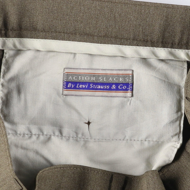 90'S Levi's Action Slacks, Made in USA, Men's, Size 34, Vintage polyester brown type Vintage Second Hand