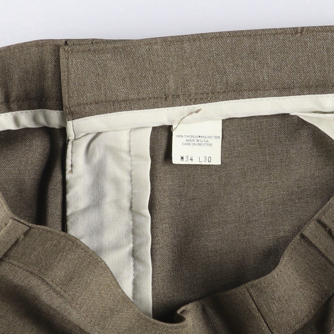 90'S Levi's Action Slacks, Made in USA, Men's, Size 34, Vintage polyester brown type Vintage Second Hand