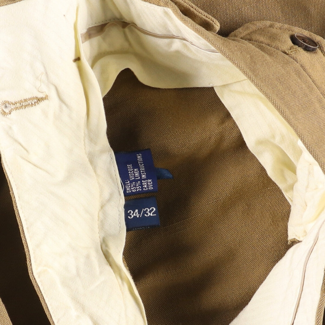 Ralph Lauren POLO by Ralph Lauren Preston Fit Slacks, Men's, Size W35 Viscose ocher yellow type Vintage Second Hand