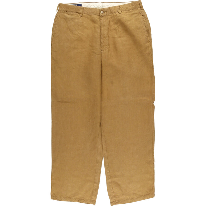 Ralph Lauren POLO by Ralph Lauren Men's Linen Pants, Wide Leg Pants, Size W35 linen beige type brown Vintage Second Hand