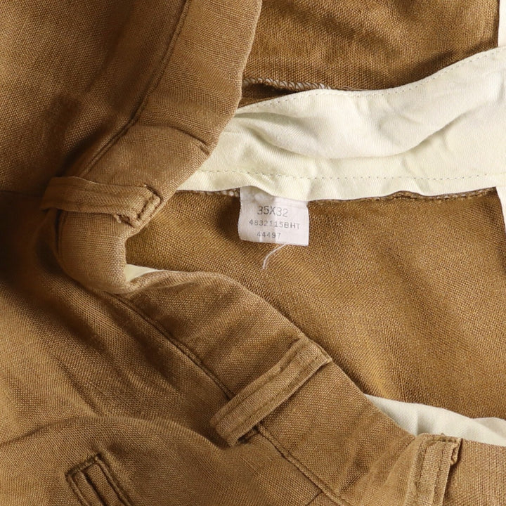 Ralph Lauren POLO by Ralph Lauren Men's Linen Pants, Wide Leg Pants, Size W35 linen beige type brown Vintage Second Hand