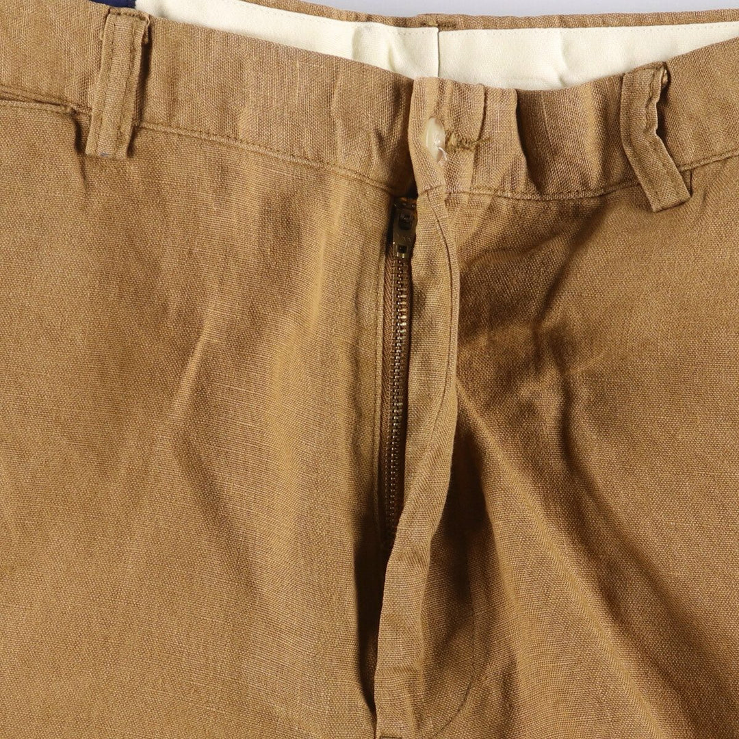 Ralph Lauren POLO by Ralph Lauren Men's Linen Pants, Wide Leg Pants, Size W35 linen beige type brown Vintage Second Hand