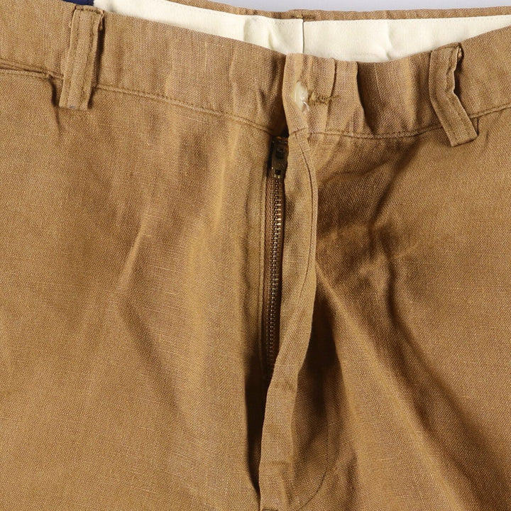 Ralph Lauren POLO by Ralph Lauren Men's Linen Pants, Wide Leg Pants, Size W35 linen beige type brown Vintage Second Hand