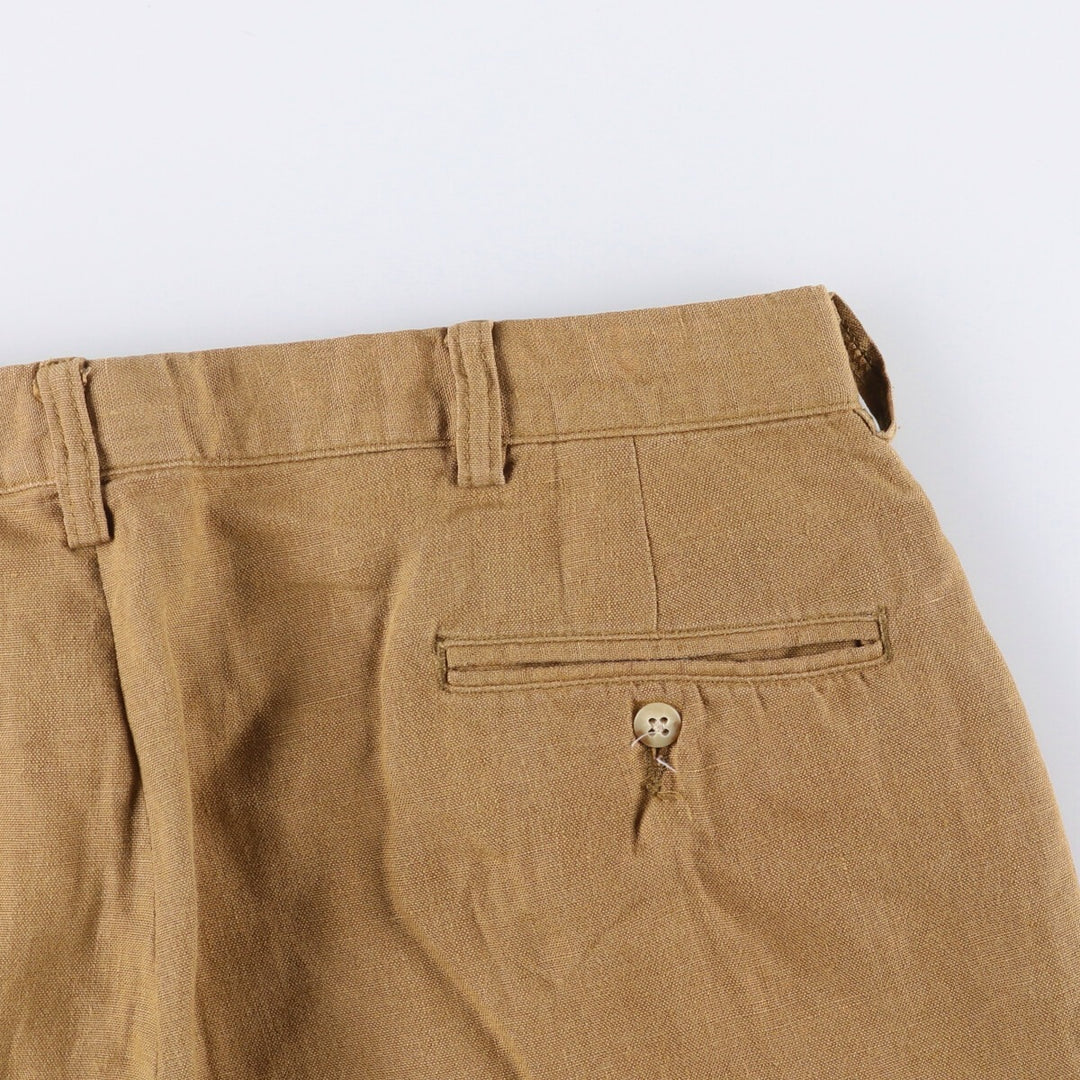 Ralph Lauren POLO by Ralph Lauren Men's Linen Pants, Wide Leg Pants, Size W35 linen beige type brown Vintage Second Hand