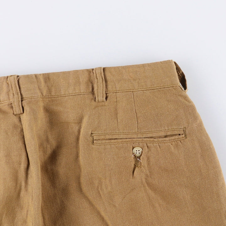 Ralph Lauren POLO by Ralph Lauren Men's Linen Pants, Wide Leg Pants, Size W35 linen beige type brown Vintage Second Hand