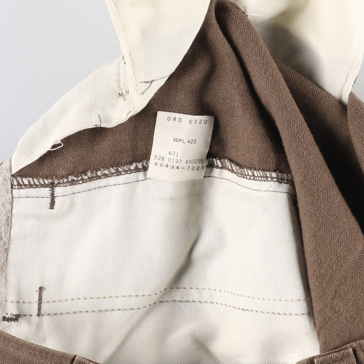 90'S Dockers Khakis Loose Fit Two-Pleated Linen Pants, Made in USA, Vintage, Men's Size 35 linen brown type Vintage Second Hand