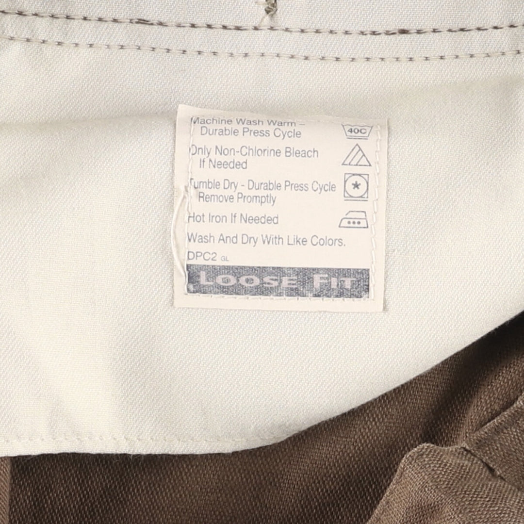 90'S Dockers Khakis Loose Fit Two-Pleated Linen Pants, Made in USA, Vintage, Men's Size 35 linen brown type Vintage Second Hand