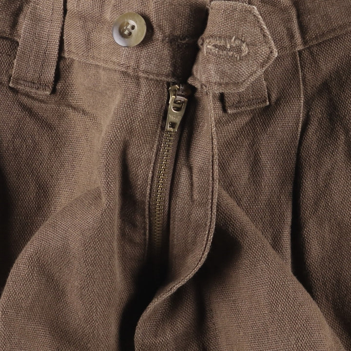 90'S Dockers Khakis Loose Fit Two-Pleated Linen Pants, Made in USA, Vintage, Men's Size 35 linen brown type Vintage Second Hand