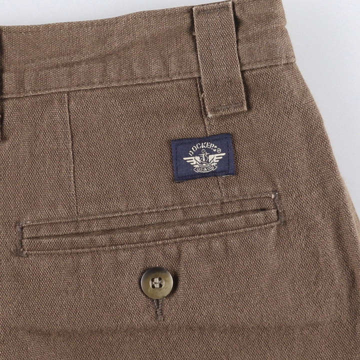 90'S Dockers Khakis Loose Fit Two-Pleated Linen Pants, Made in USA, Vintage, Men's Size 35 linen brown type Vintage Second Hand