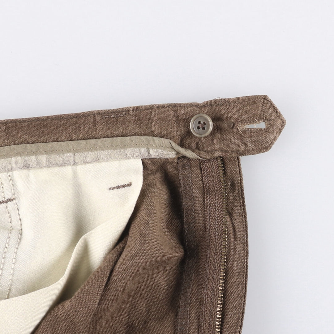 90'S Dockers Khakis Loose Fit Two-Pleated Linen Pants, Made in USA, Vintage, Men's Size 35 linen brown type Vintage Second Hand