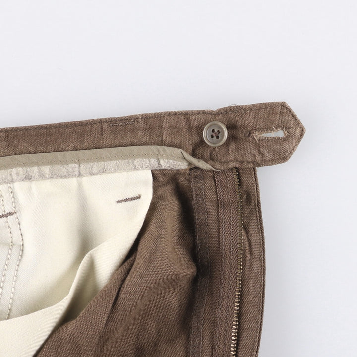 90'S Dockers Khakis Loose Fit Two-Pleated Linen Pants, Made in USA, Vintage, Men's Size 35 linen brown type Vintage Second Hand