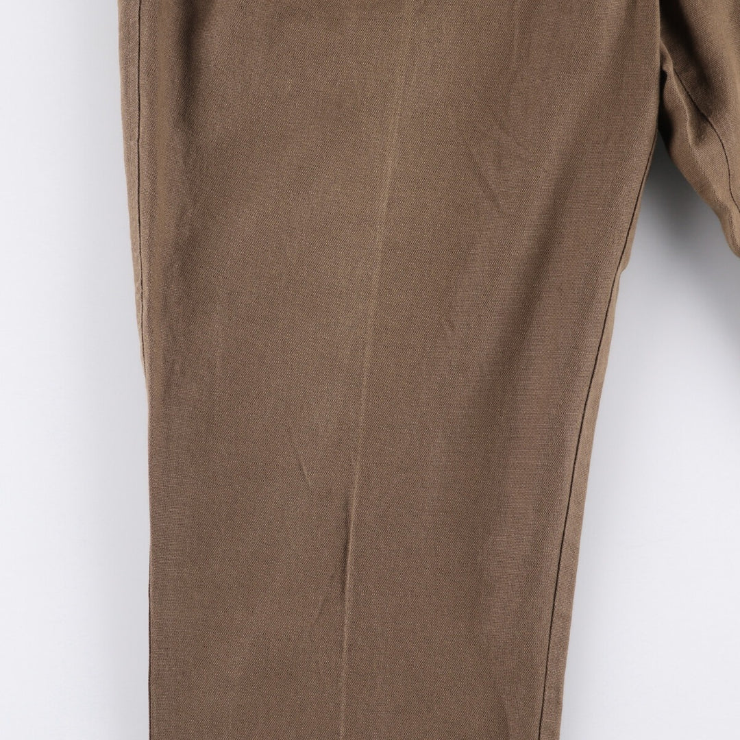 90'S Dockers Khakis Loose Fit Two-Pleated Linen Pants, Made in USA, Vintage, Men's Size 35 linen brown type Vintage Second Hand