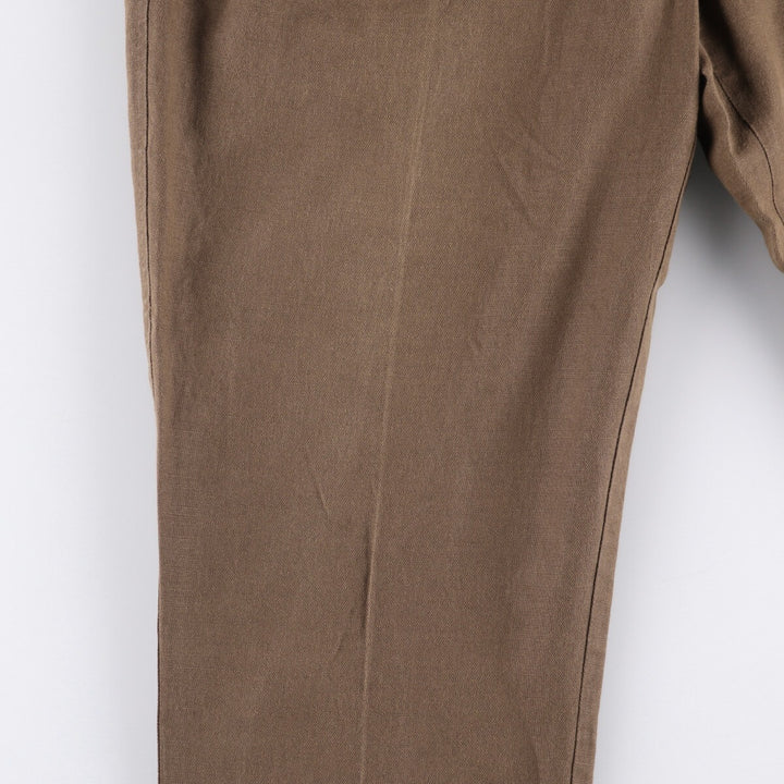 90'S Dockers Khakis Loose Fit Two-Pleated Linen Pants, Made in USA, Vintage, Men's Size 35 linen brown type Vintage Second Hand