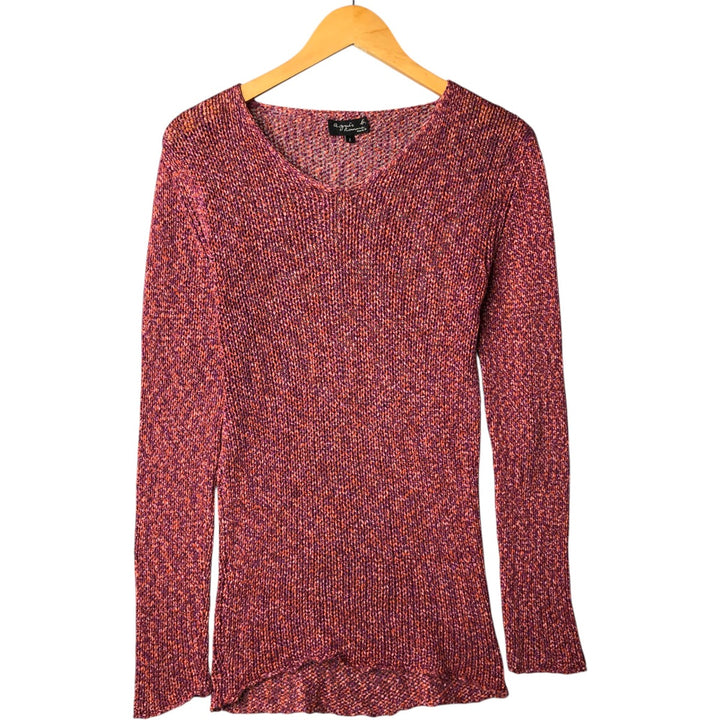 agnes b. HOMME Cotton Knit Sweater, Made in Italy, Men's Size L cotton purple type Vintage Second Hand