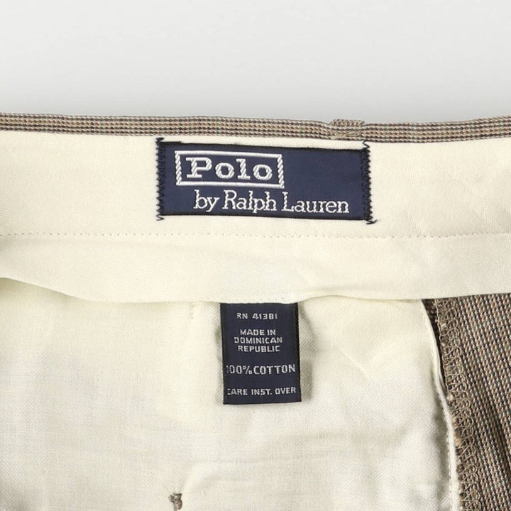 Ralph Lauren POLO by Ralph Lauren all-over print cotton slacks, men's size W34 cotton Beige type Vintage Second Hand