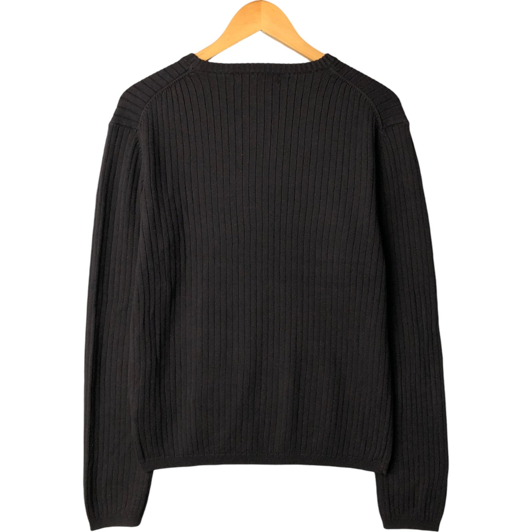 90s-00'S Calvin Klein Jeans Ribbed Cotton Knit Sweater, Women's Size L, Vintage cotton black type Vintage Second Hand