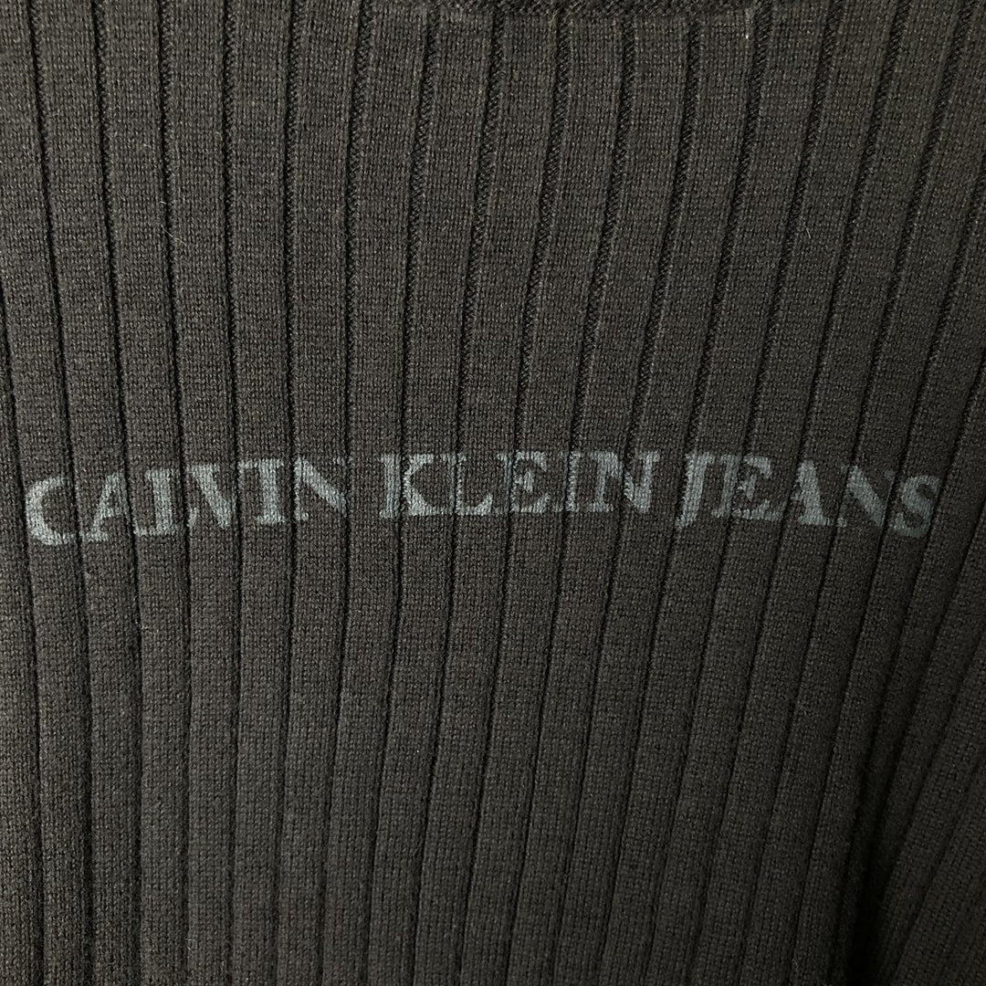 90s-00'S Calvin Klein Jeans Ribbed Cotton Knit Sweater, Women's Size L, Vintage cotton black type Vintage Second Hand