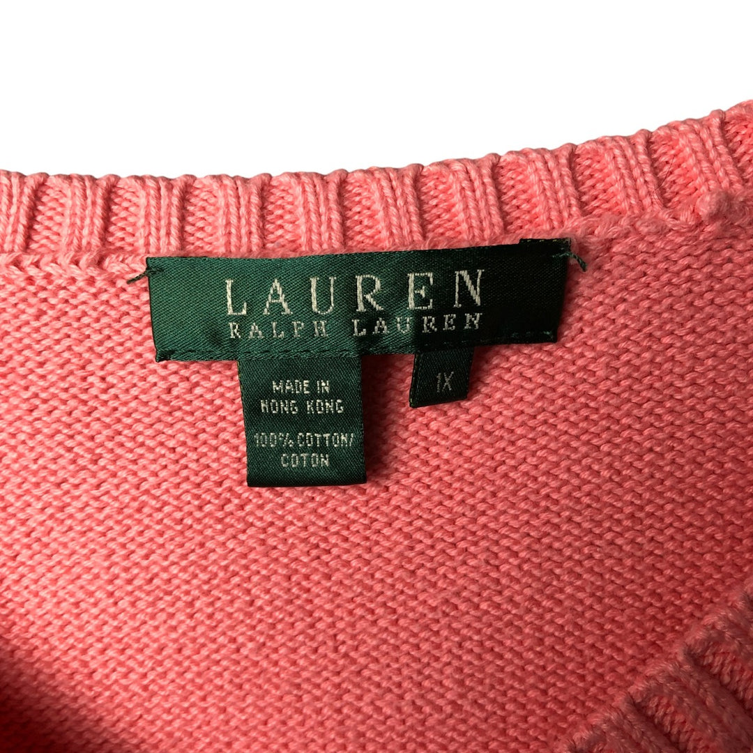 Ralph Lauren RALPH LAUREN V-neck cotton knit sweater, women's size XL cotton pink type Vintage Second Hand