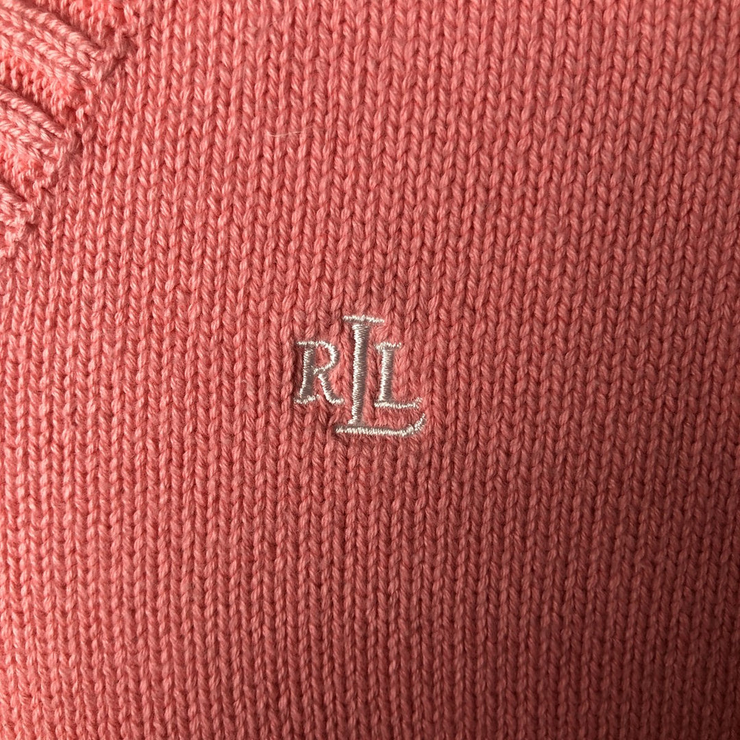 Ralph Lauren RALPH LAUREN V-neck cotton knit sweater, women's size XL cotton pink type Vintage Second Hand