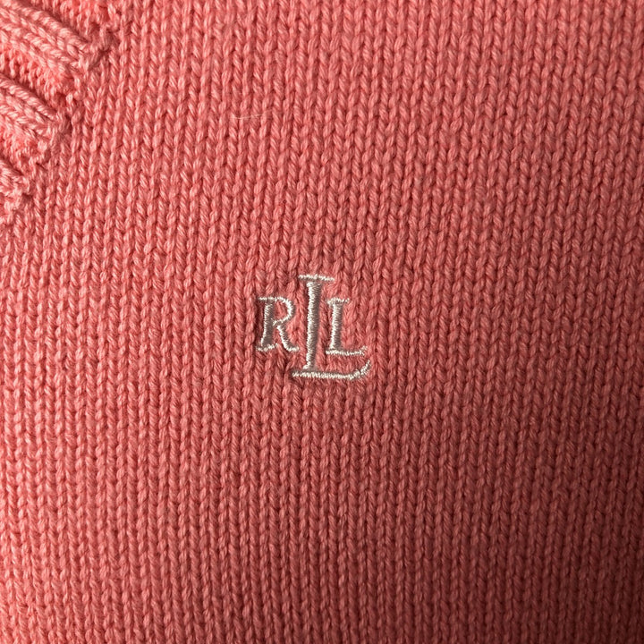 Ralph Lauren RALPH LAUREN V-neck cotton knit sweater, women's size XL cotton pink type Vintage Second Hand