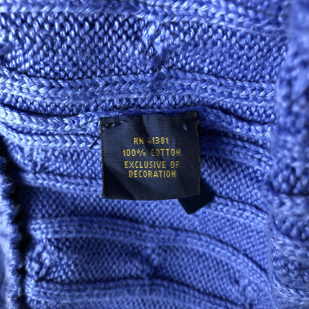 Ralph Lauren POLO RALPH LAUREN Cable knit V-neck cotton knit sweater Women's size S cotton Purple type blue-purple Vintage Second Hand