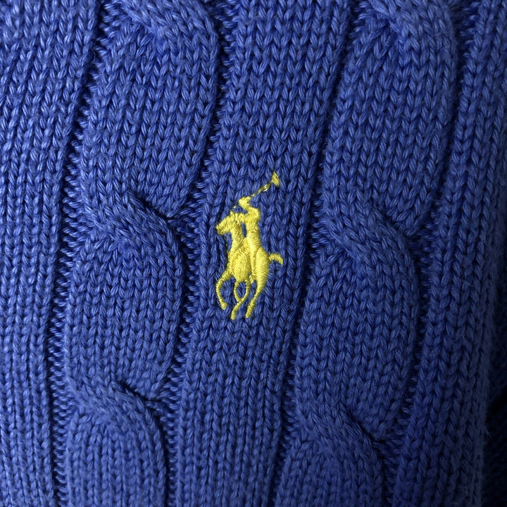 Ralph Lauren POLO RALPH LAUREN Cable knit V-neck cotton knit sweater Women's size S cotton Purple type blue-purple Vintage Second Hand