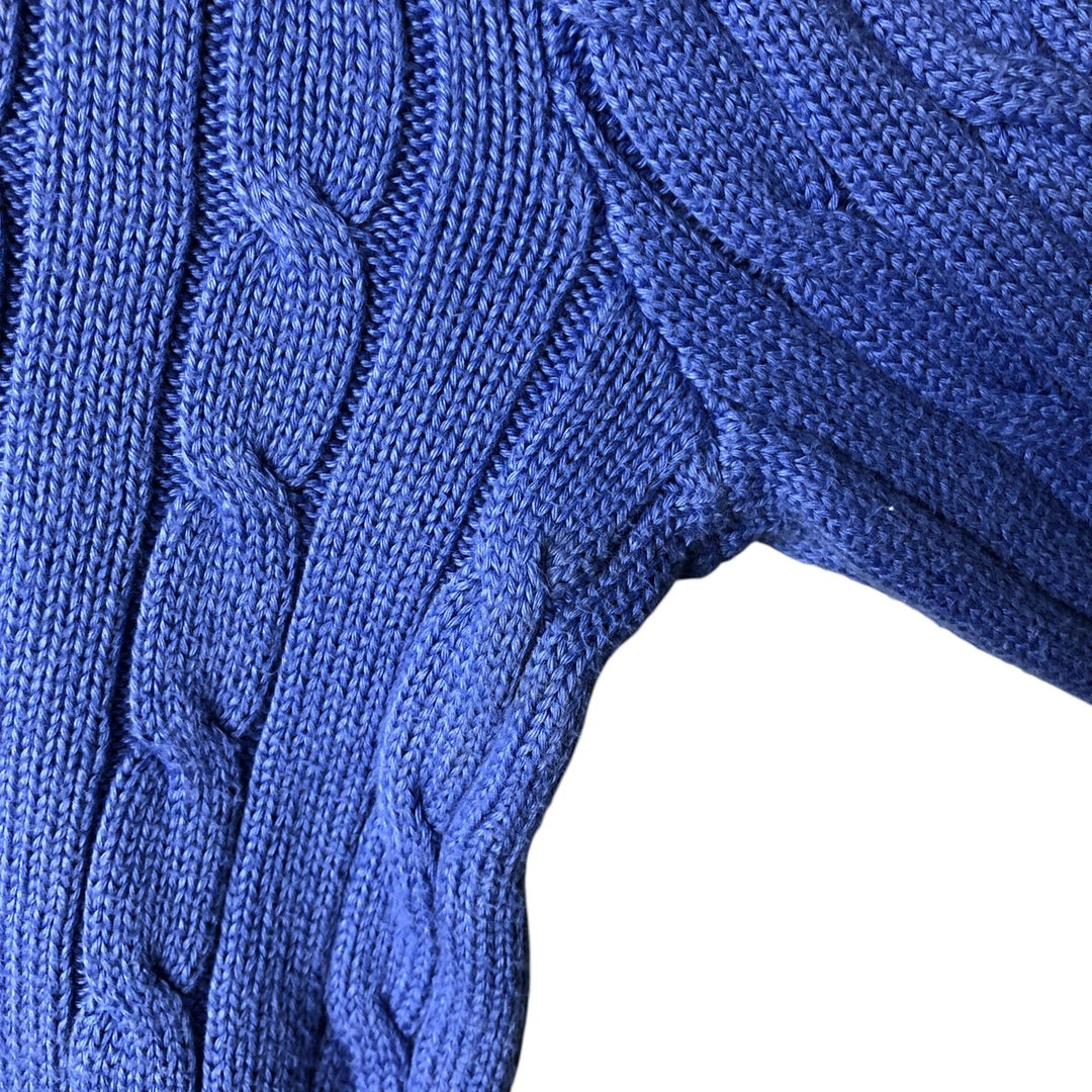 Ralph Lauren POLO RALPH LAUREN Cable knit V-neck cotton knit sweater Women's size S cotton Purple type blue-purple Vintage Second Hand