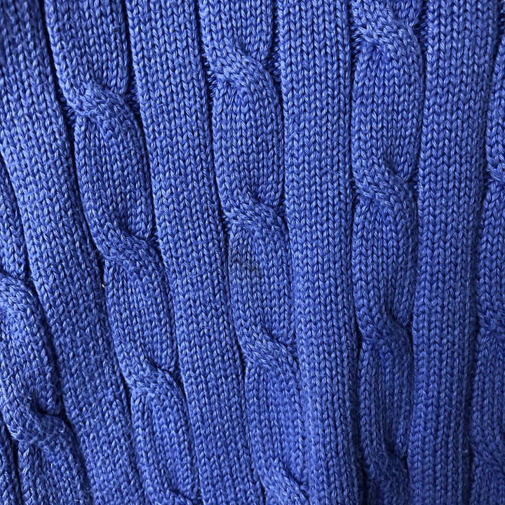 Ralph Lauren POLO RALPH LAUREN Cable knit V-neck cotton knit sweater Women's size S cotton Purple type blue-purple Vintage Second Hand