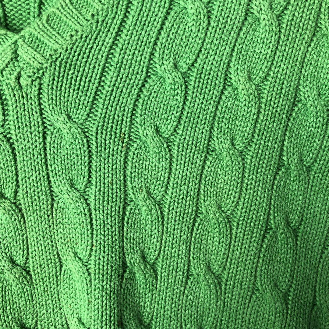Ralph Lauren RALPH LAUREN SPORT Cable knit V-neck cotton knit sweater Women's M size cotton green type yellow green Vintage Second Hand