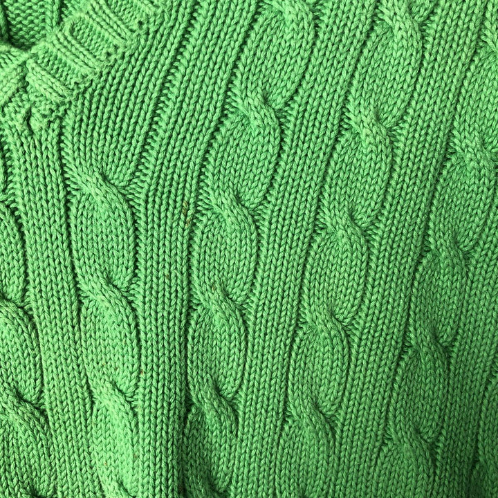 Ralph Lauren RALPH LAUREN SPORT Cable knit V-neck cotton knit sweater Women's M size cotton green type yellow green Vintage Second Hand
