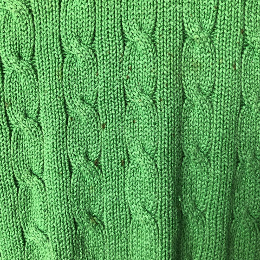 Ralph Lauren RALPH LAUREN SPORT Cable knit V-neck cotton knit sweater Women's M size cotton green type yellow green Vintage Second Hand