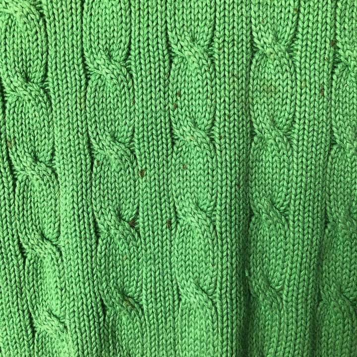 Ralph Lauren RALPH LAUREN SPORT Cable knit V-neck cotton knit sweater Women's M size cotton green type yellow green Vintage Second Hand