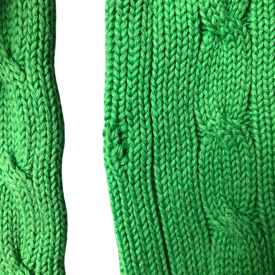 Ralph Lauren RALPH LAUREN SPORT Cable knit V-neck cotton knit sweater Women's M size cotton green type yellow green Vintage Second Hand