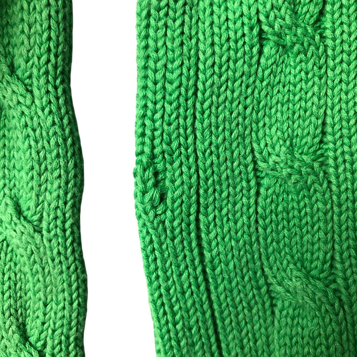 Ralph Lauren RALPH LAUREN SPORT Cable knit V-neck cotton knit sweater Women's M size cotton green type yellow green Vintage Second Hand