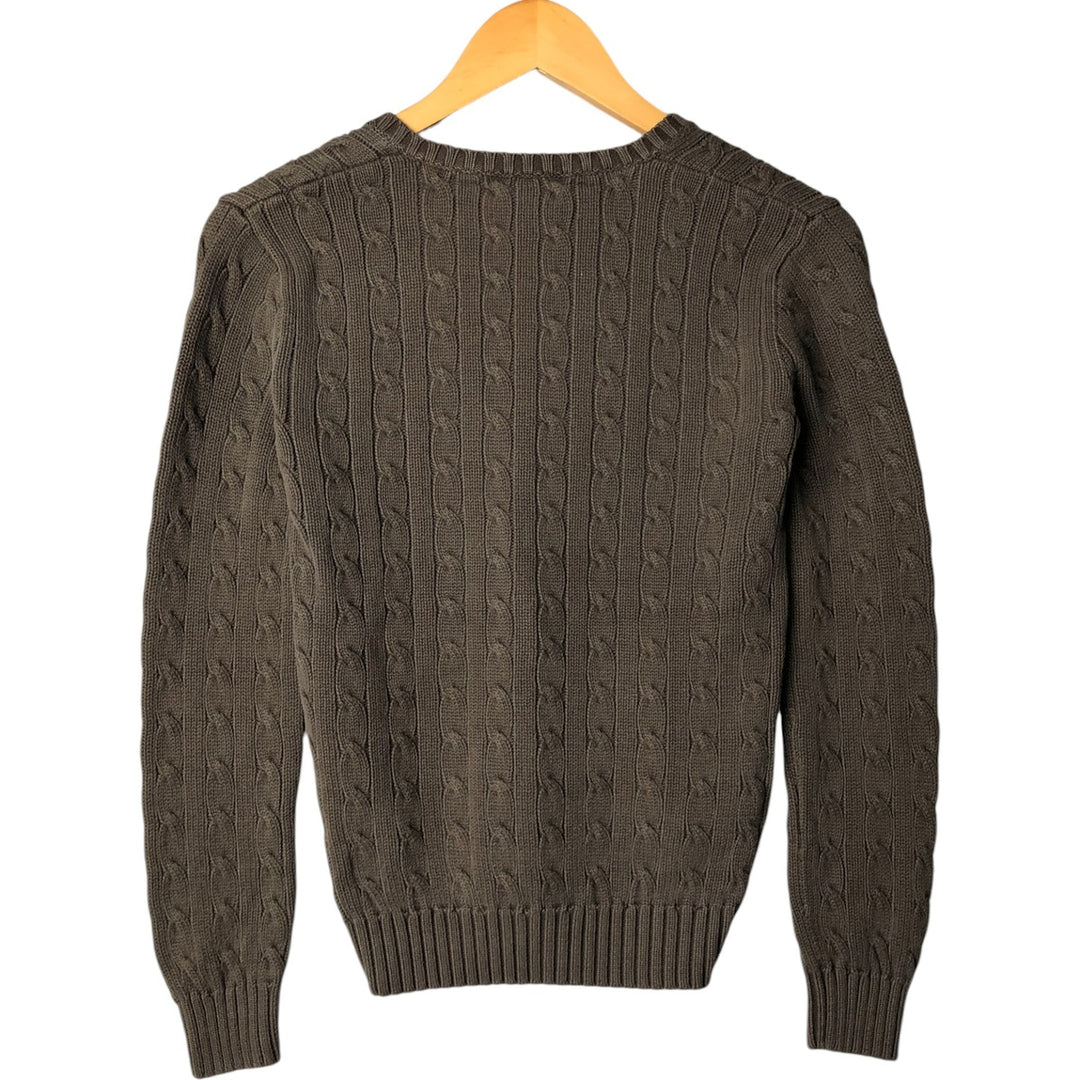 Ralph Lauren RALPH LAUREN SPORT Cable knit V-neck cotton knit sweater Women's M size cotton gray type Vintage Second Hand