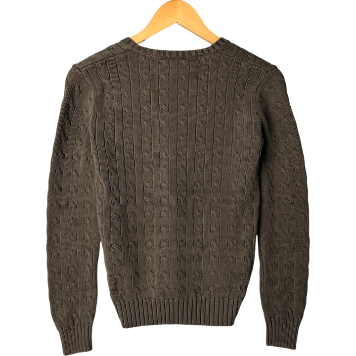 Ralph Lauren RALPH LAUREN SPORT Cable knit V-neck cotton knit sweater Women's M size cotton gray type Vintage Second Hand