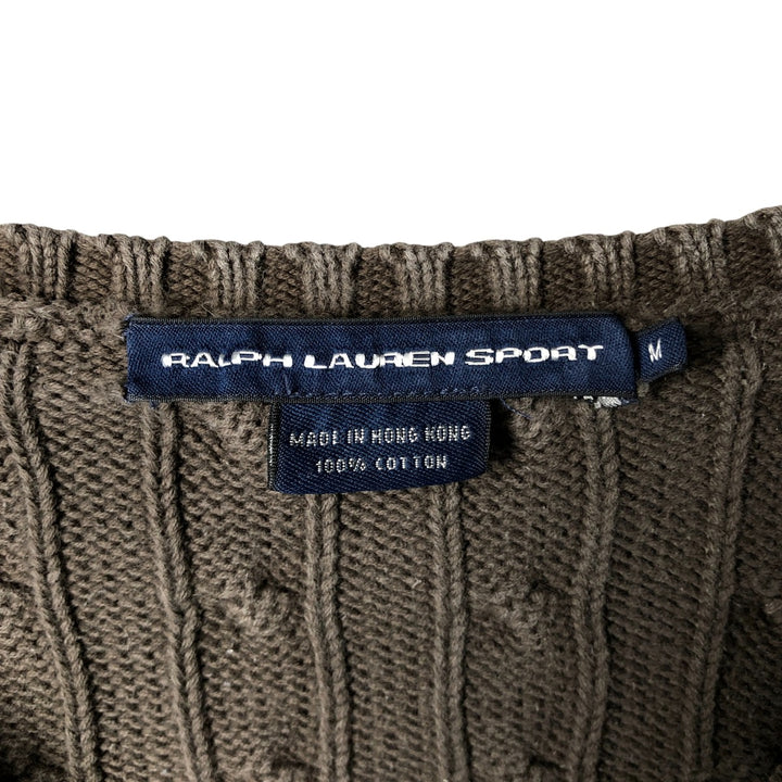 Ralph Lauren RALPH LAUREN SPORT Cable knit V-neck cotton knit sweater Women's M size cotton gray type Vintage Second Hand